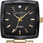 Reloj a cuarzo, para dama, marca Jessica Simpson, modelo Diamond, con caja cuadrada, correa de metal dorado