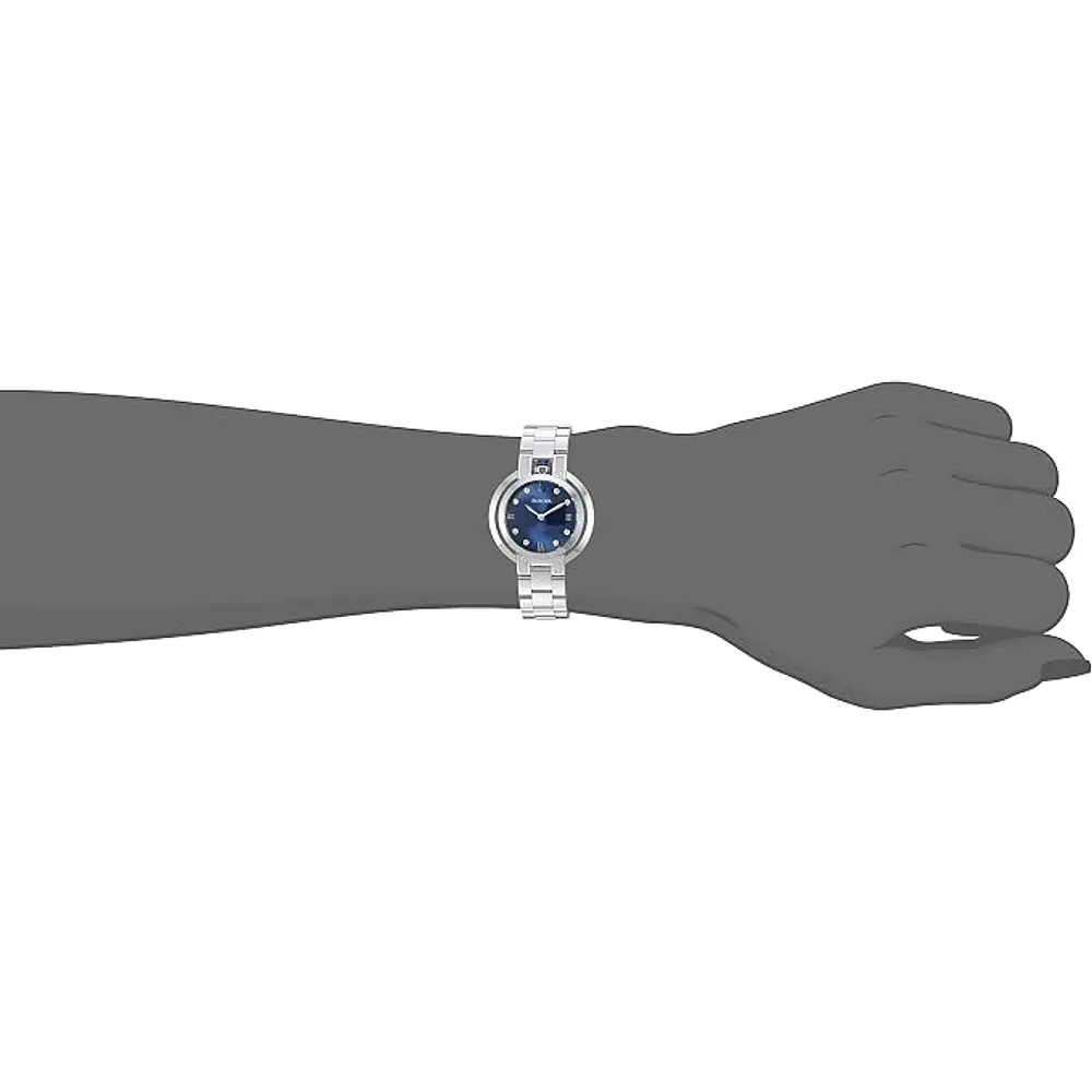 Lujo: reloj para dama Bulova, Rubaiyat de esfera azul y cristal de zafiro, modelo: 96R225
