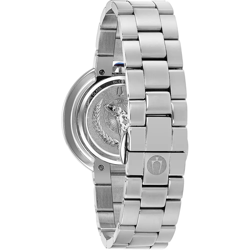 Lujo: reloj para dama Bulova, Rubaiyat de esfera azul y cristal de zafiro, modelo: 96R225