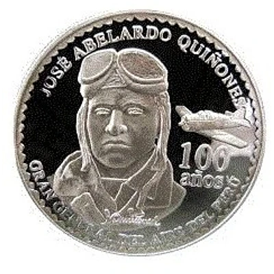 Moneda de plata por el centenario del natalicio de José Abelardo Quiñones