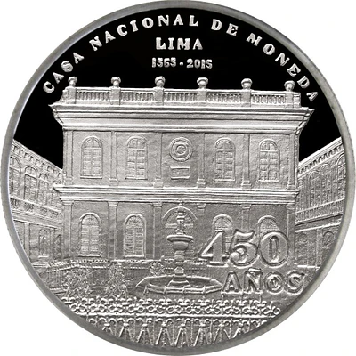 Moneda de plata por los 450 aniversario de la Casa Nacional de Moneda de Lima