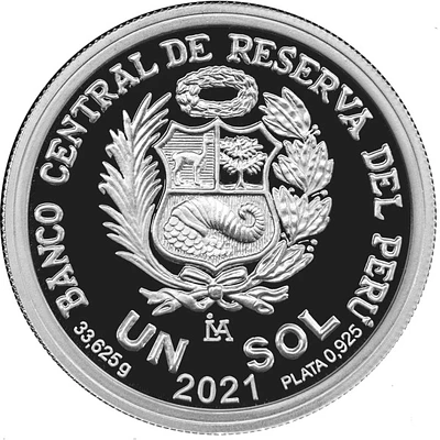 Moneda de plata por el bicentenario de la Biblioteca Nacional del Perú