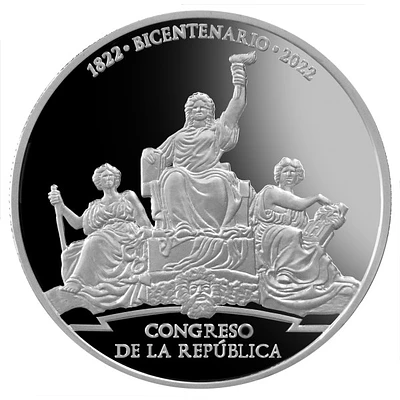 Moneda de plata por bicentenario del Congreso de la República del Perú