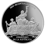Moneda de plata por bicentenario del Congreso de la República del Perú