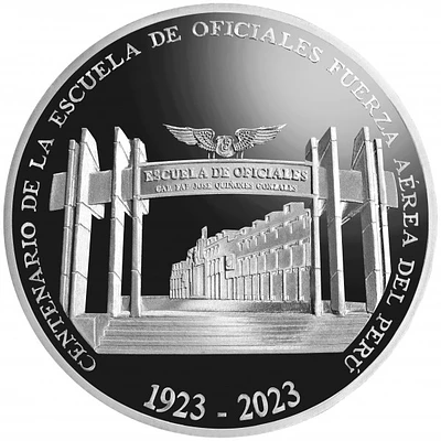 Moneda de plata por el centenario de la Escuela de Oficiales FAP