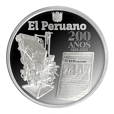 Moneda de plata por el bicentenario del Diario Oficial El Peruano