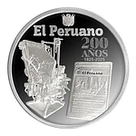Moneda de plata por el bicentenario del Diario Oficial El Peruano