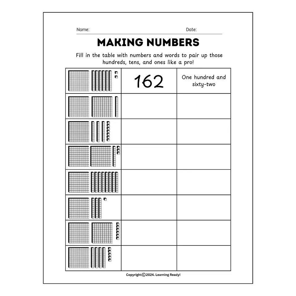 Making Numbers With Numbers & Words 1