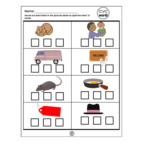 CVC Words Worksheet (short  a)