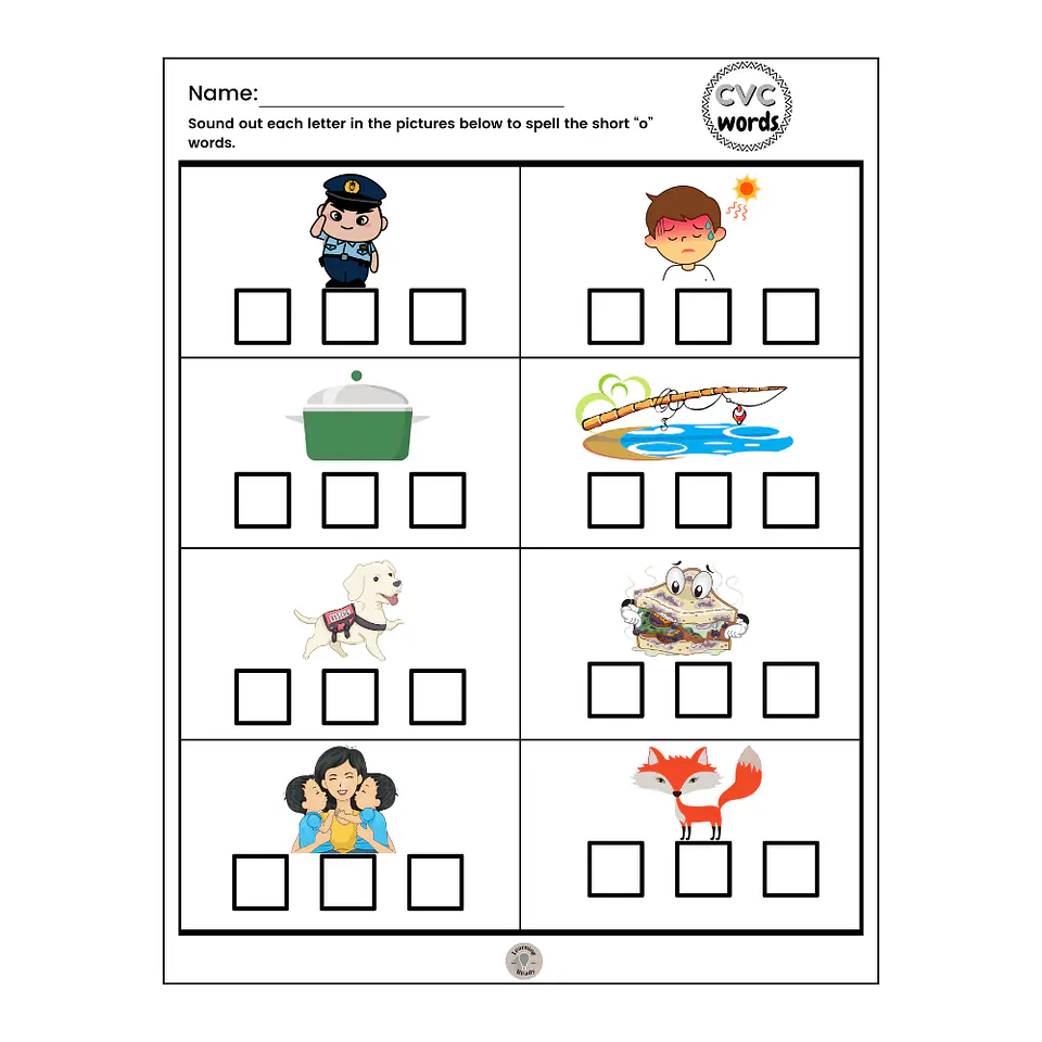 CVC Words Worksheet (short o) 1
