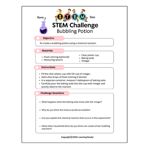 STEM: Bubbling Potion Worksheet