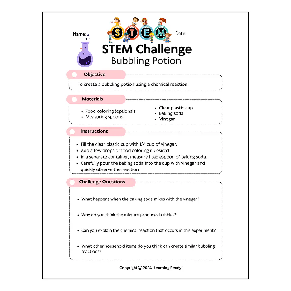 STEM: Bubbling Potion Worksheet 1