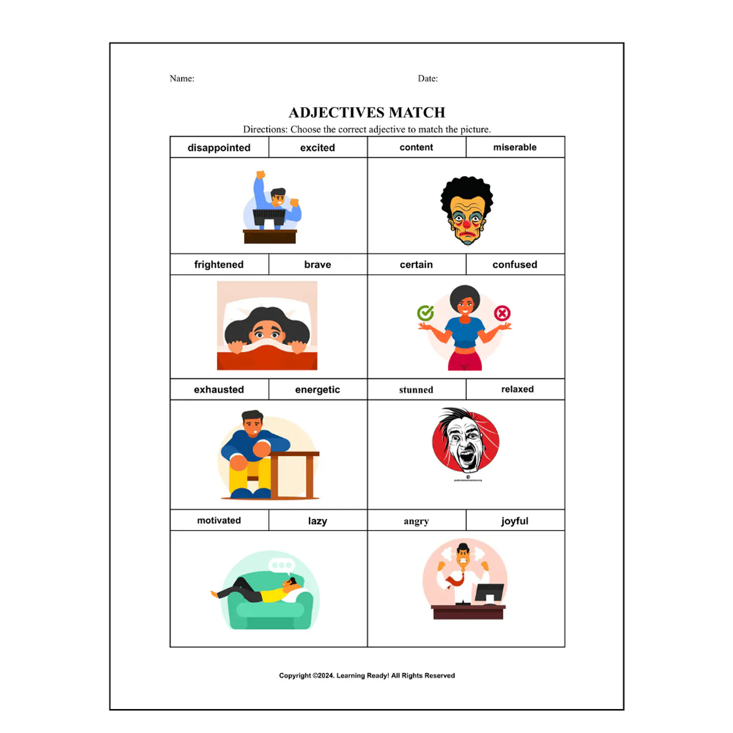 Adjectives Match Worksheet 1