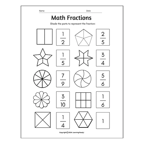 Simple Fractions Worksheets