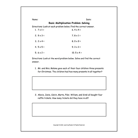 Basic Multiplication Worksheet