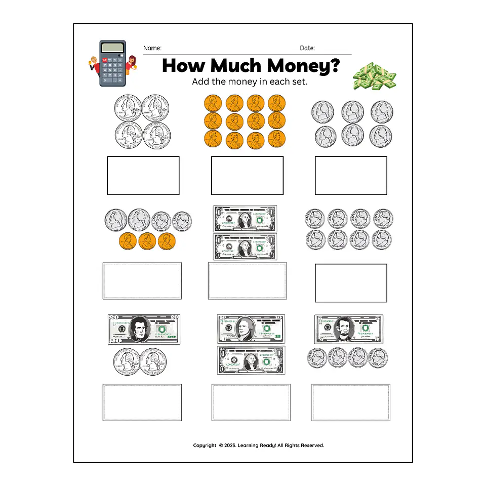 How Much Money? Math Worksheet 1