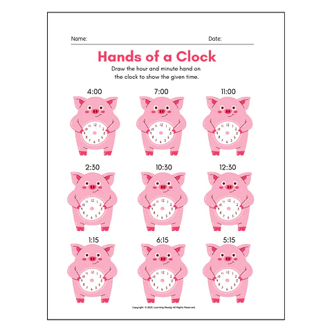 Hands of a Clock Worksheet
