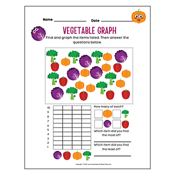 Vegetable Graph Math Worksheet