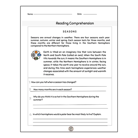 Seasons Worksheet