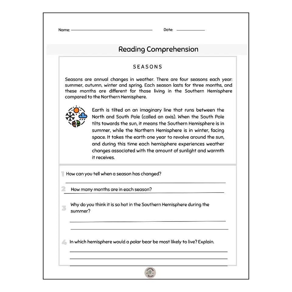 Seasons Worksheet 1