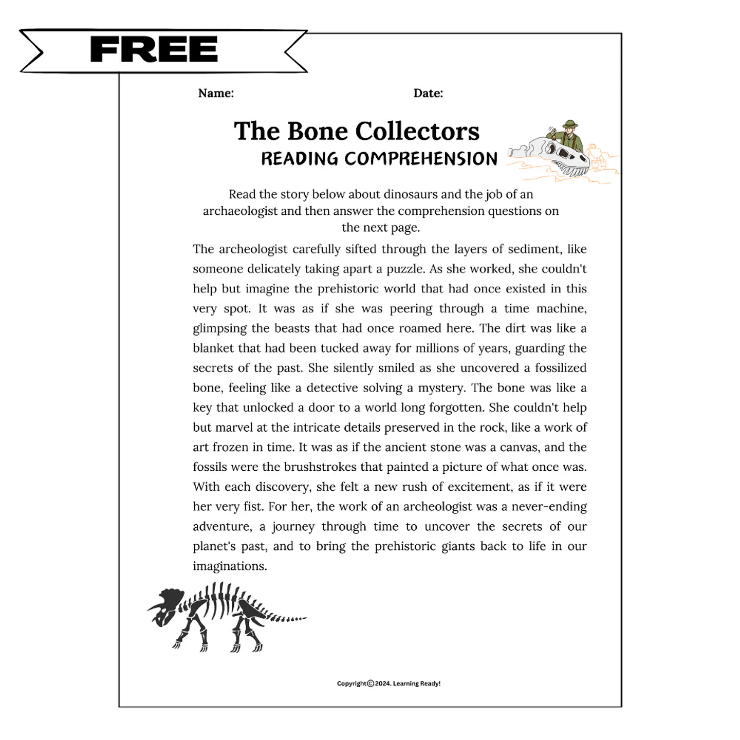 The Bone Collector: Reading Comprehension Worksheet 1