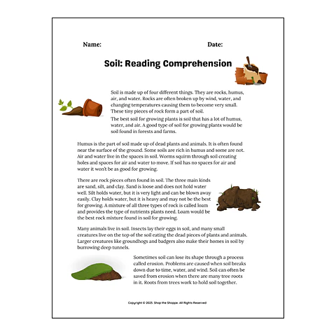 Soil: Reading Comprehension Worksheet
