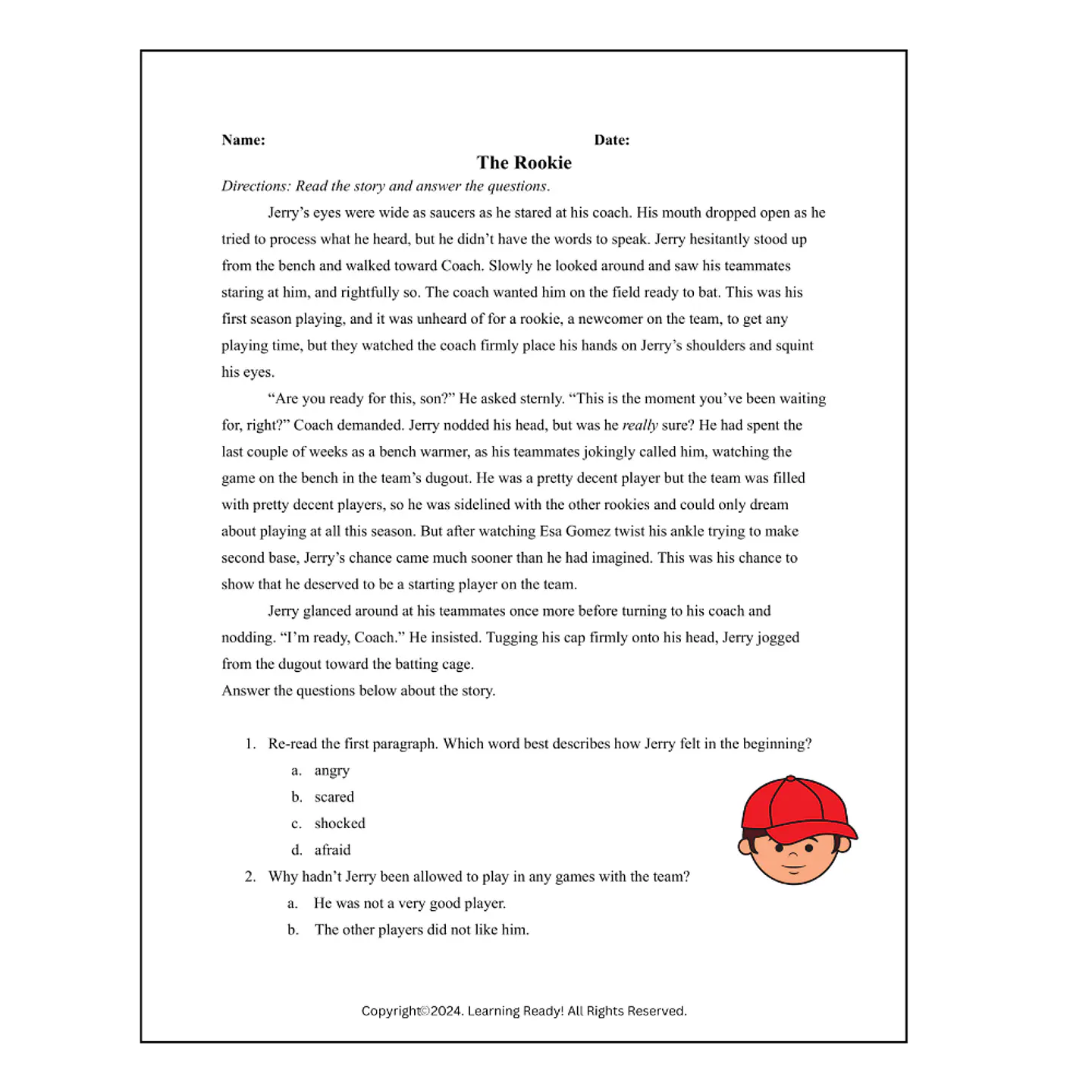 The Rookie Reading Comprehension Worksheet 1