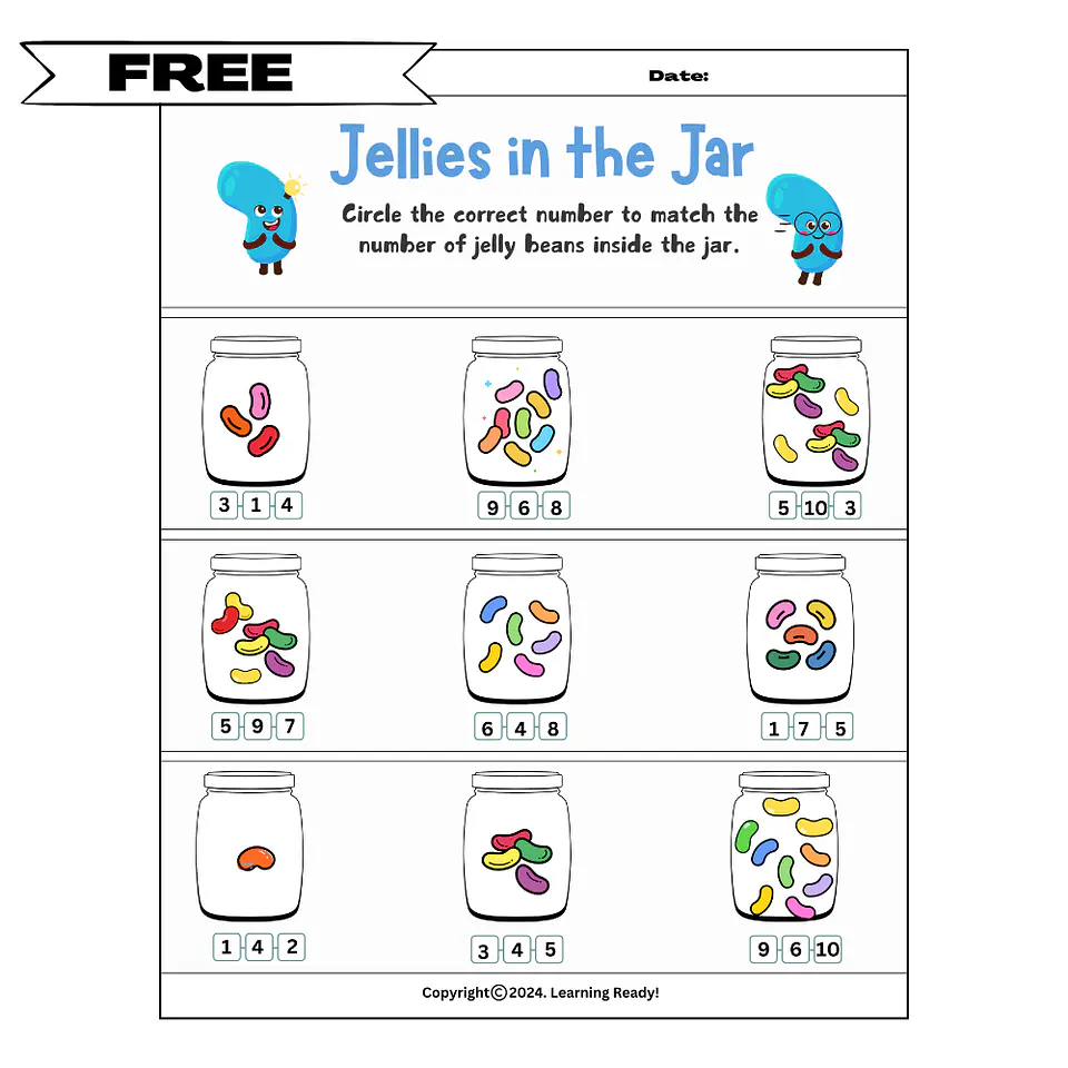 Math Counting Activity: Jelly Beans in the Jar 1