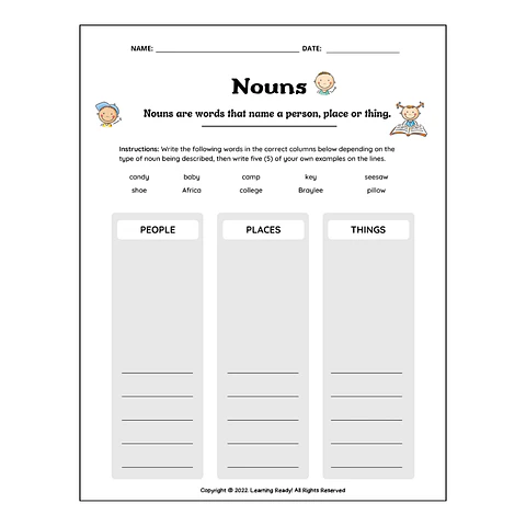 Basic Nouns Worksheet