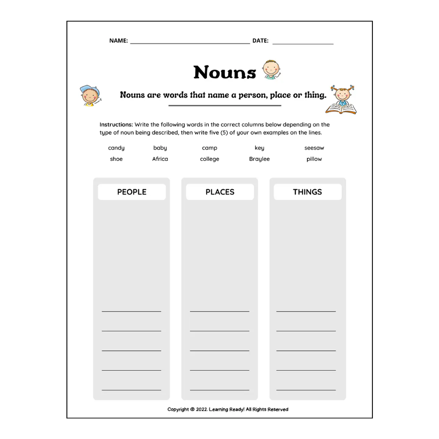 Basic Nouns Worksheet 1