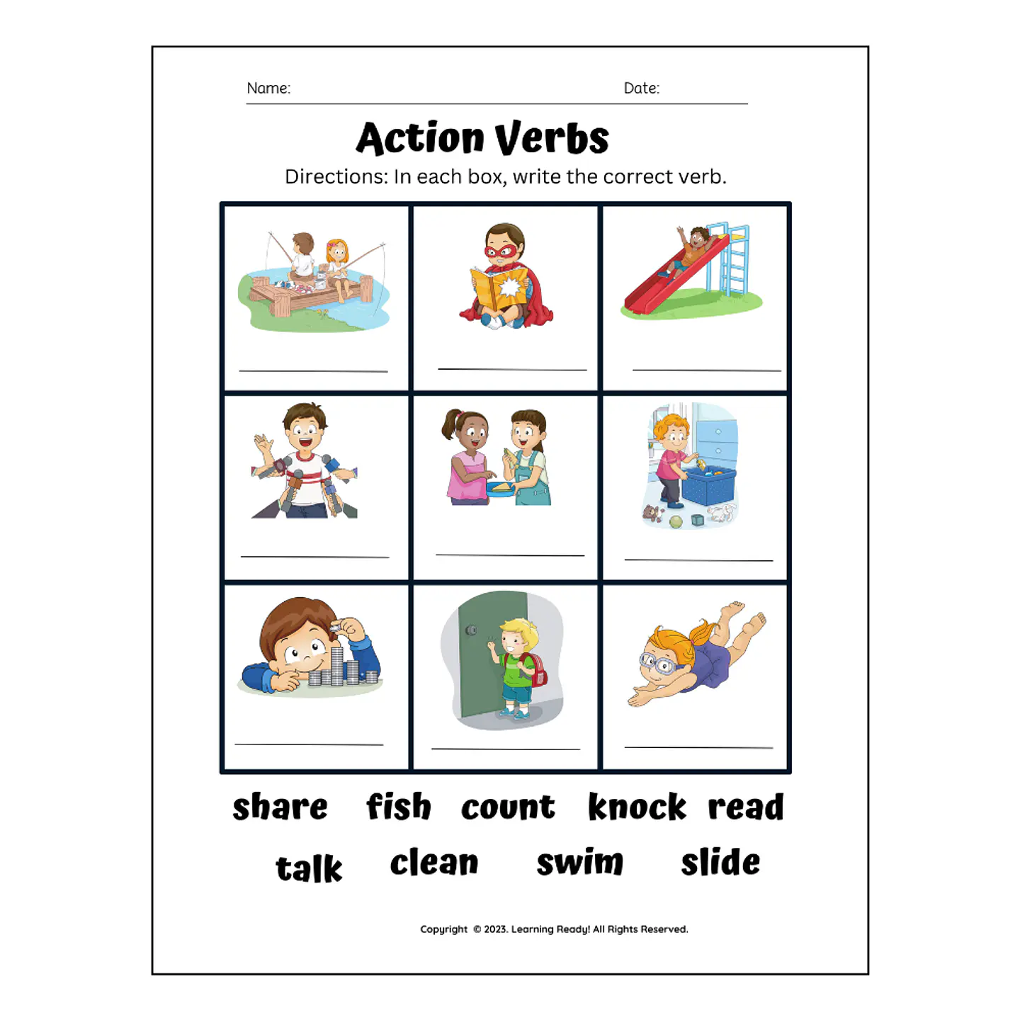 Action Verbs Worksheet 1