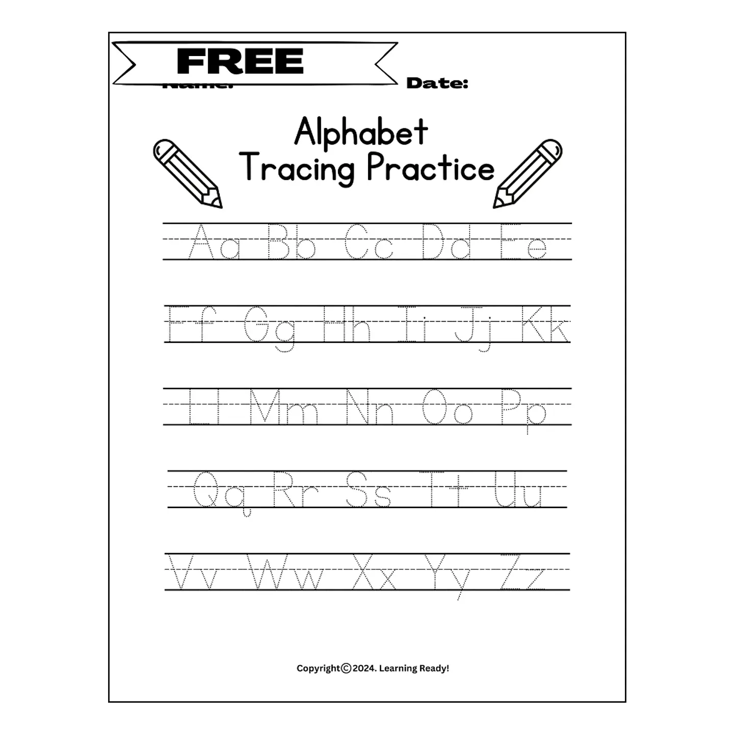 Alphabet Letter Tracing Worksheet-Freebie 1