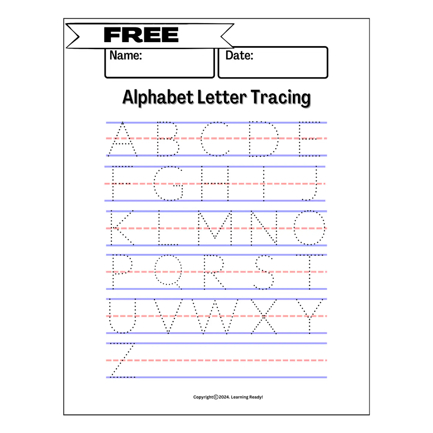 Alphabet Tracing Worksheet-Freebie 1