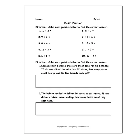 Basic Division Worksheet