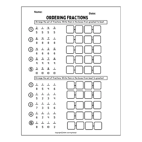 Math: Ordering Fractions