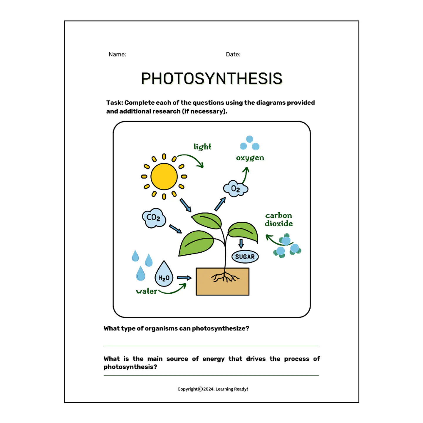 Photosynthesis Worksheet-Science 1