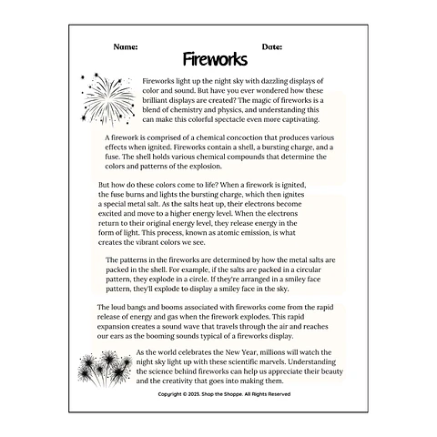 Reading Passage: Fireworks
