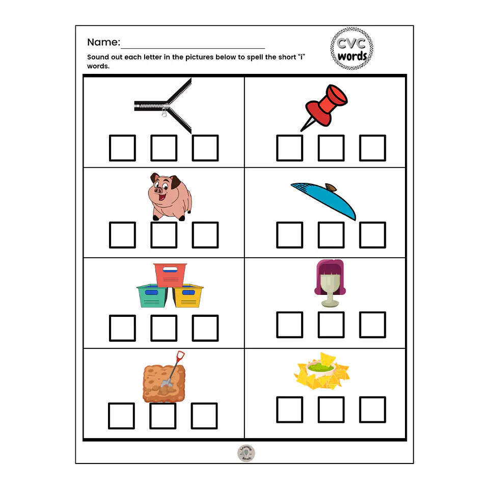 CVC Words Worksheet (short e) 1
