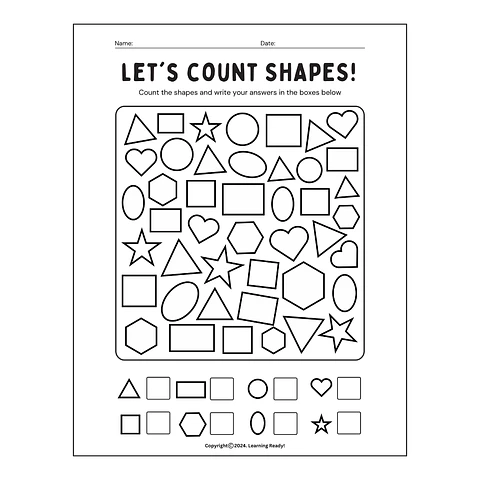 Let's Count Shapes Math Worksheet