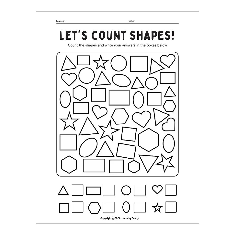 Let's Count Shapes Math Worksheet 1