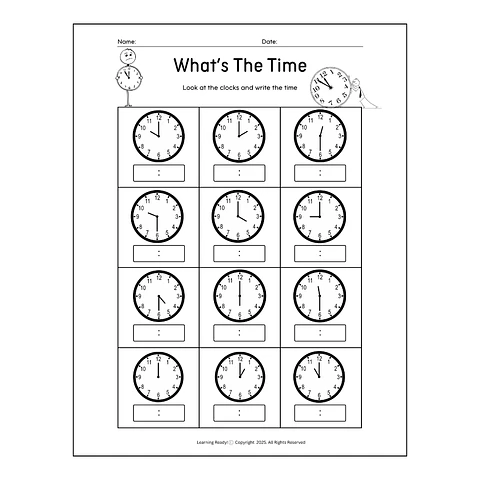 What's The Time? Telling Time Worksheet