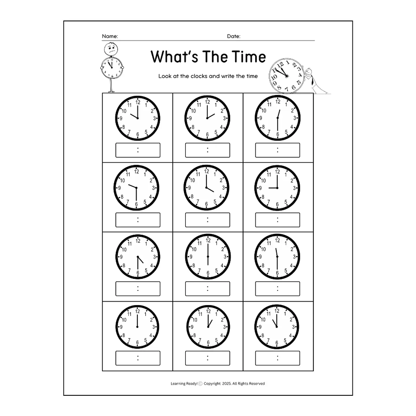 What's The Time? Telling Time Worksheet 1