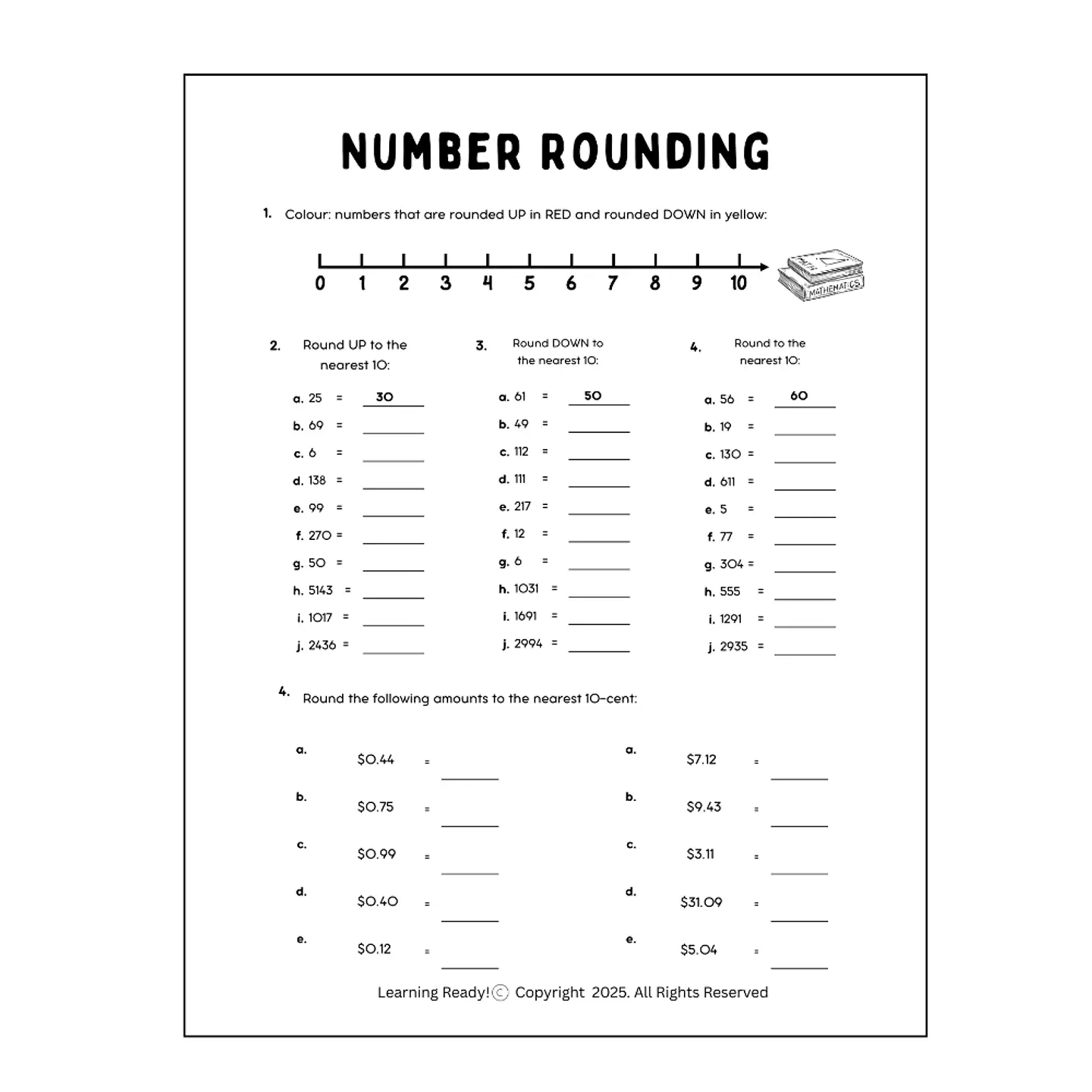 Number Rounding Math Worksheet 1