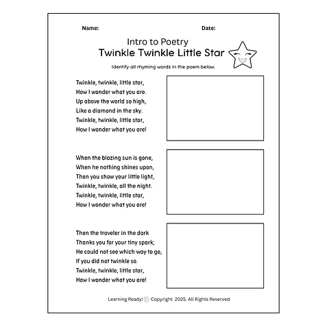 Intro to Poetry: Twinkle Twinkle Little Star