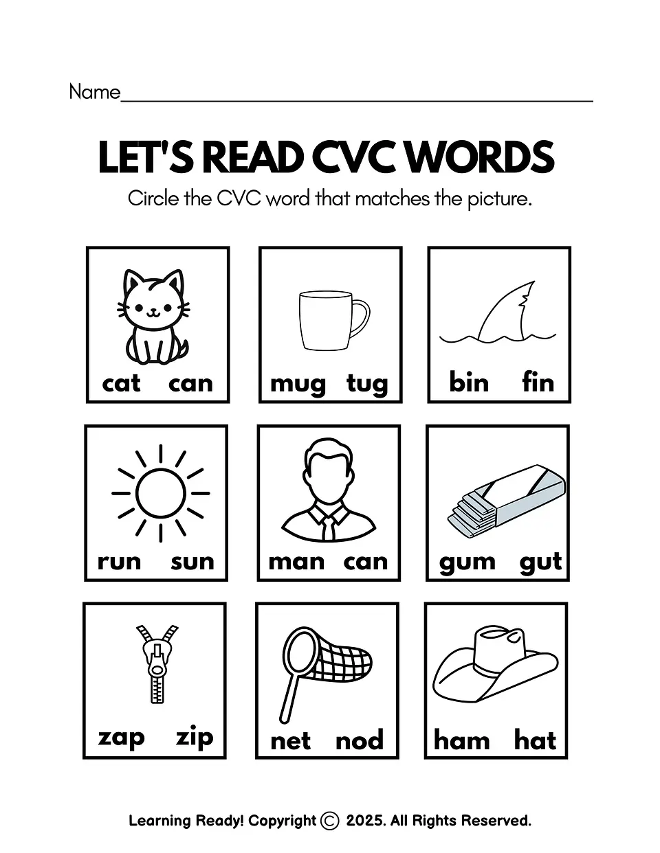 Match the CVC Word 1
