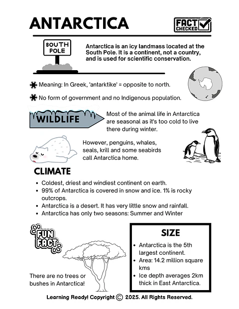 Antarctica: Reading Comprehension Worksheet