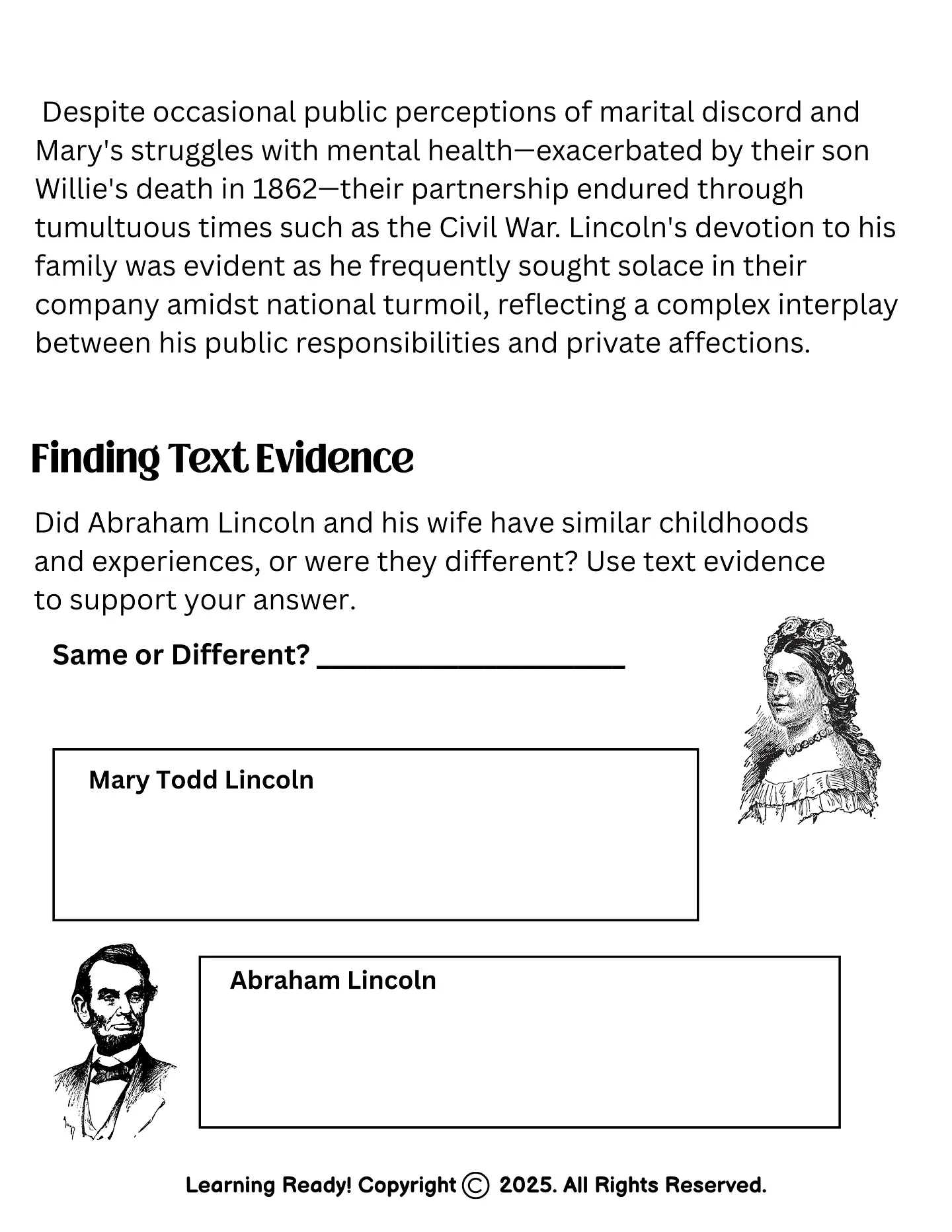 Abraham Lincoln: Reading Comprehension 2