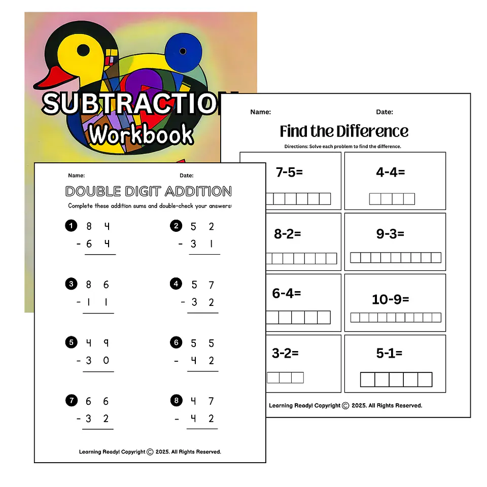 Basic Subtraction Workbook 1