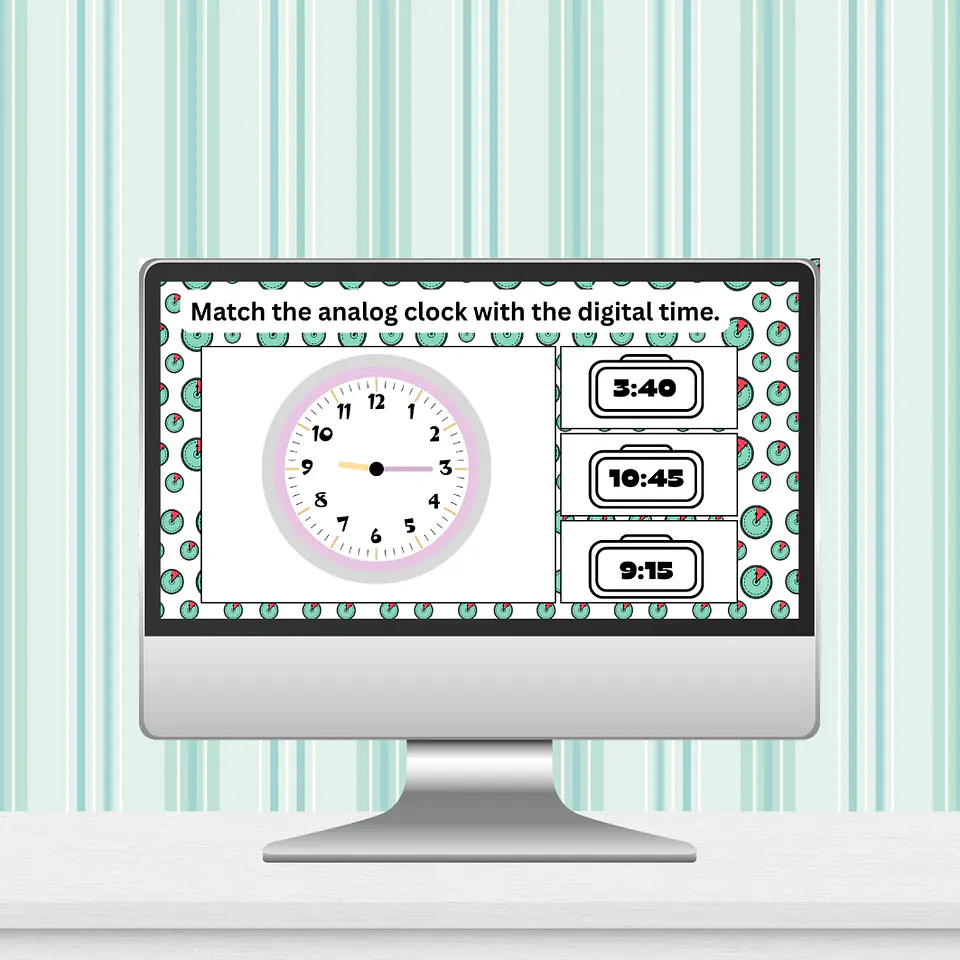 Telling Time with Digital & Analog Clocks Boom Cards 2