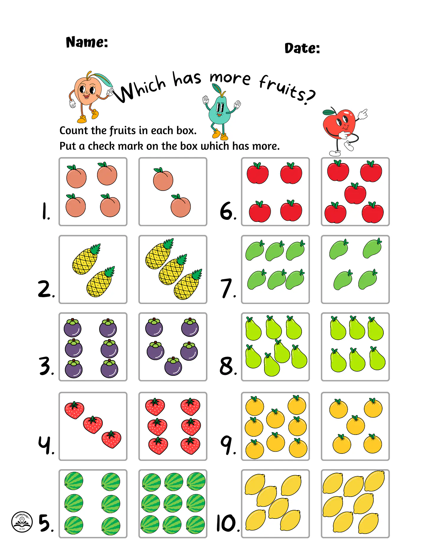 Counting: Which Has More Fruits? 1